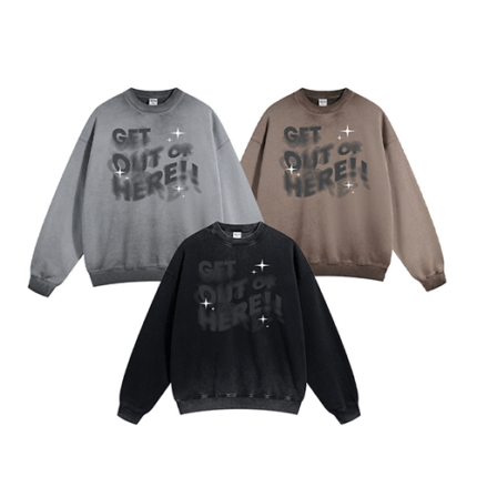 retro printed round neck men's sweater